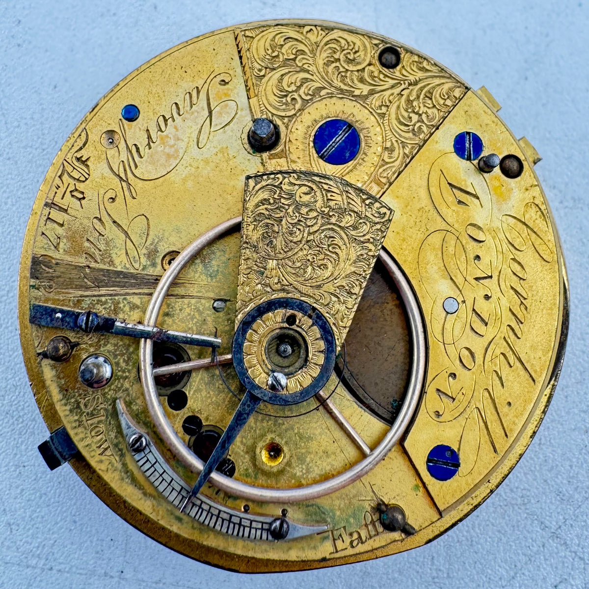 Antique 44mm Savory & Sons Cornhill London Key Wind Fusee Pocket Watch Movement
