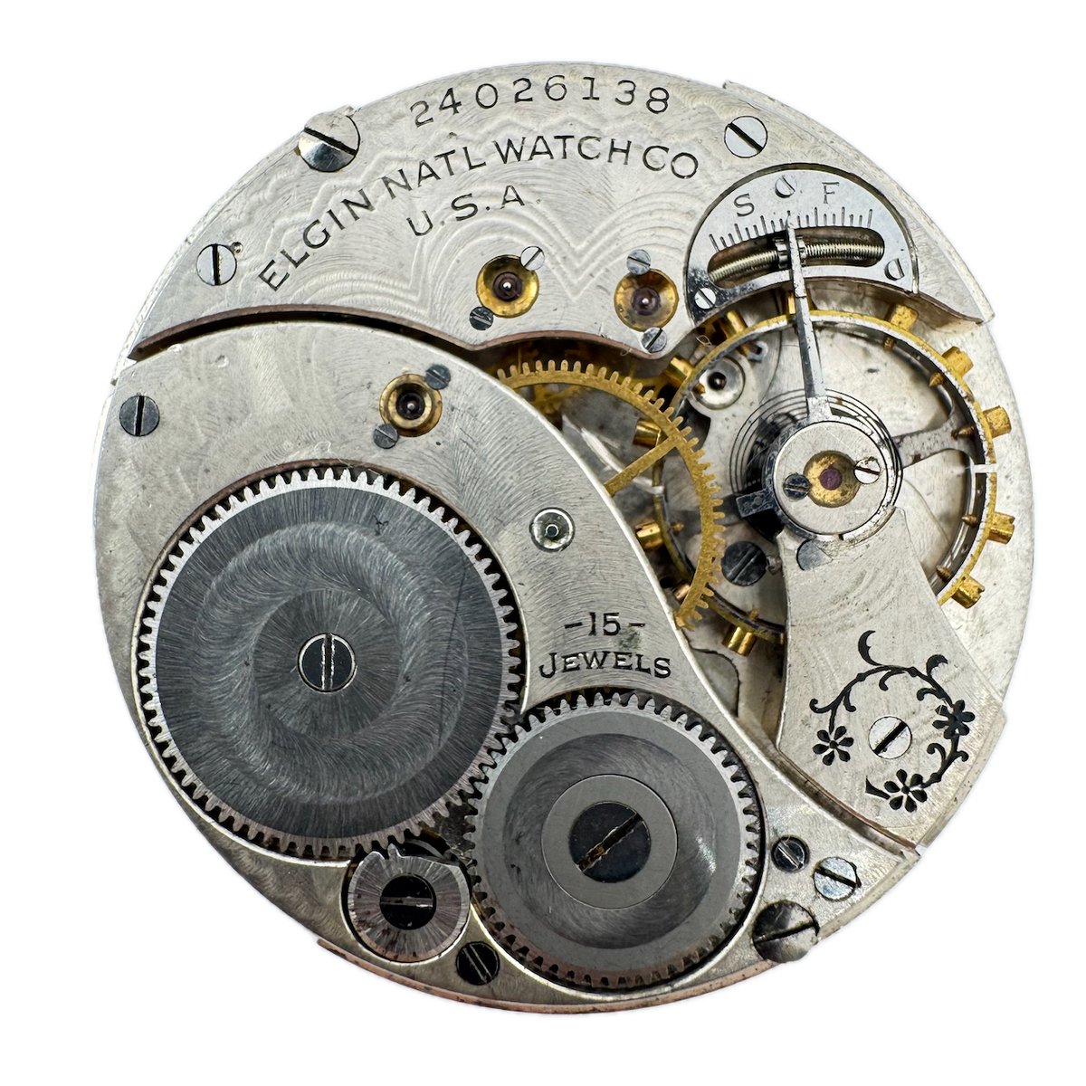 Antique 12 Size Elgin Mechanical Open Face Pocket Watch Movement Grade 315 USA