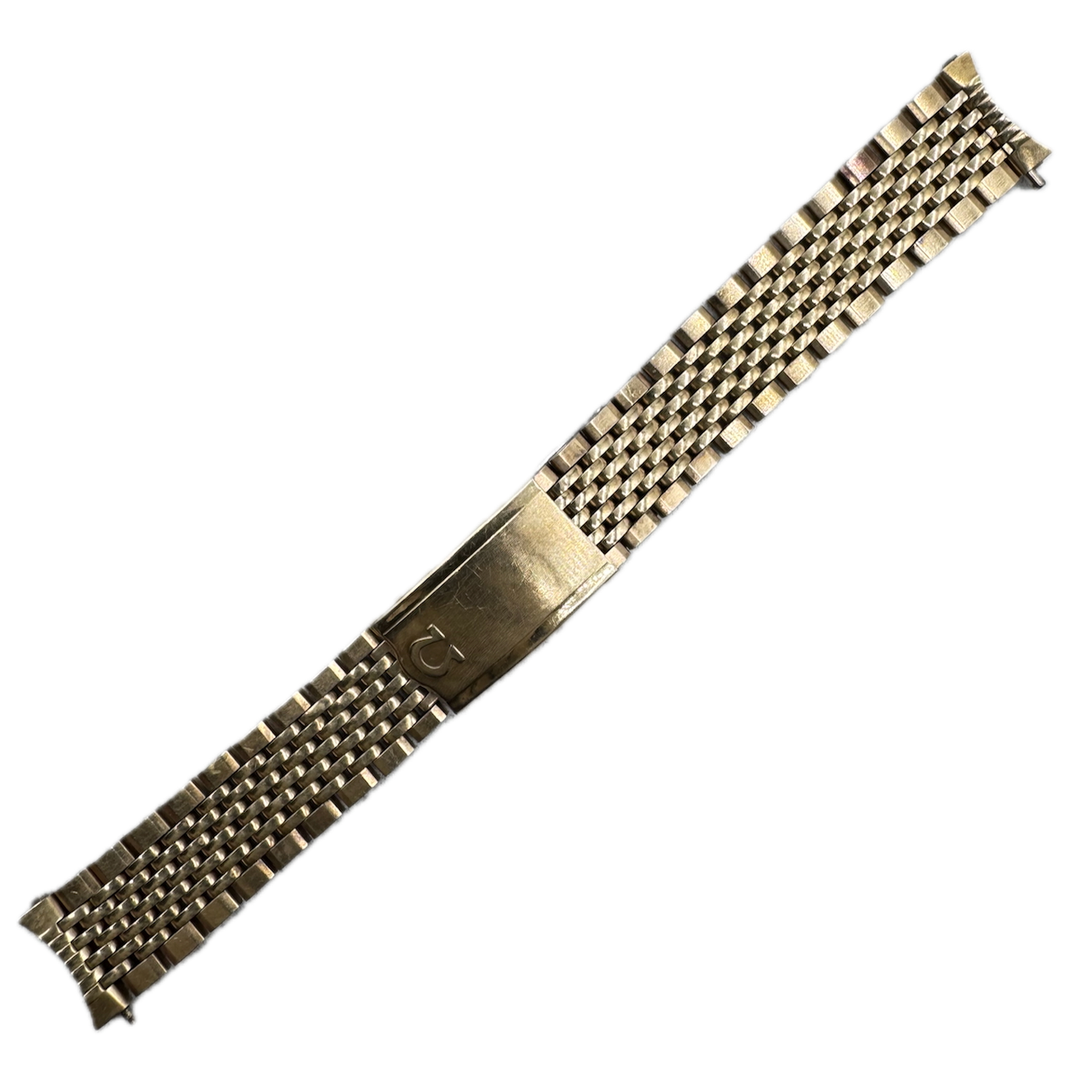 Vintage 19mm Omega Men's Wristwatch Band 10k Gold Filled Beads of Rice Swiss
