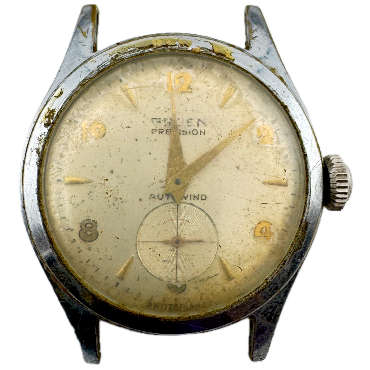 Vintage Gruen Precision Men's Automatic Wristwatch Swiss Chrome Incomplete