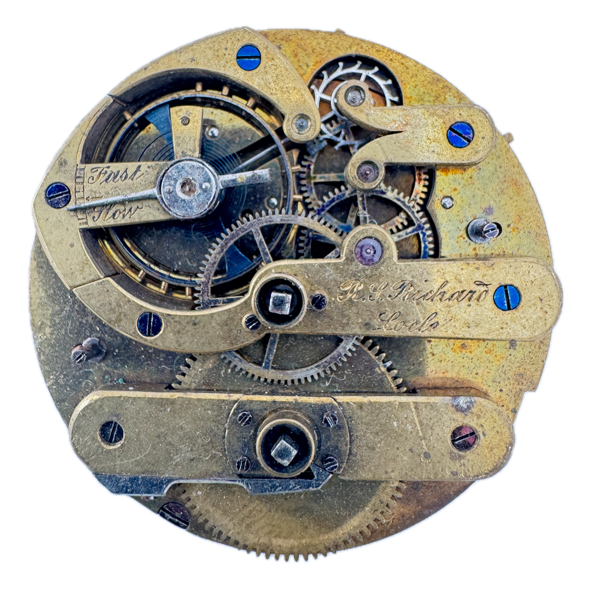 Antique 18s Unbranded R.I. Richard Locle Key Wind Pocket Watch Movement