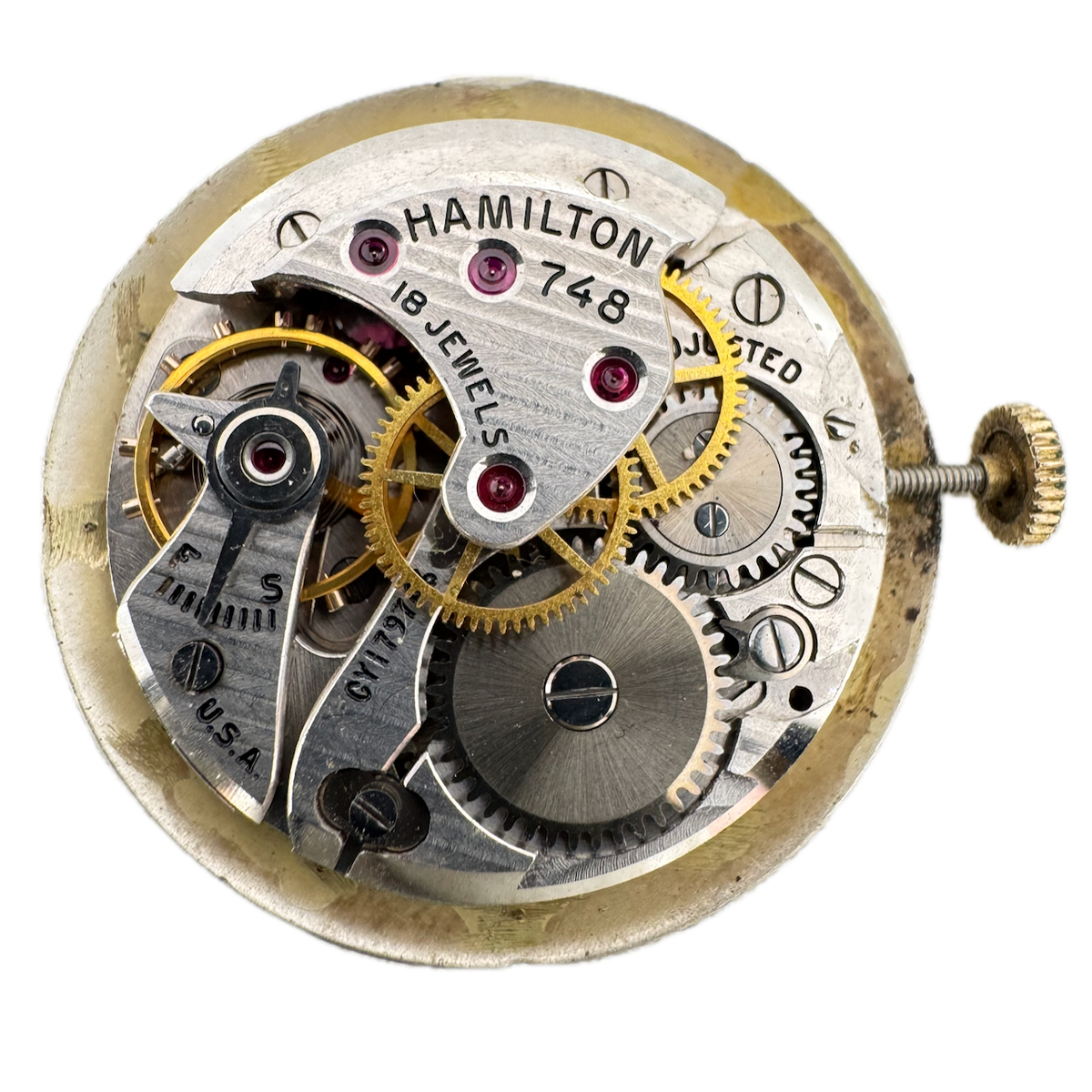 Vintage 28mm Hamilton 18 Jewel Mechanical Men's Wristwatch Movement 748 fRepair
