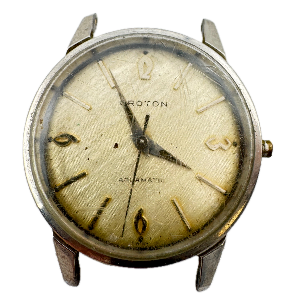 Vintage Croton 2451 Linen Aquamatic Men's Automatic Wristwatch 2451 Swiss Steel