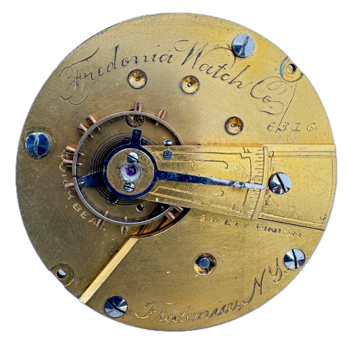 Antique 18s Fredonia 7 Jewel Mechanical Hunter Pocket Watch Movement Quick Beat