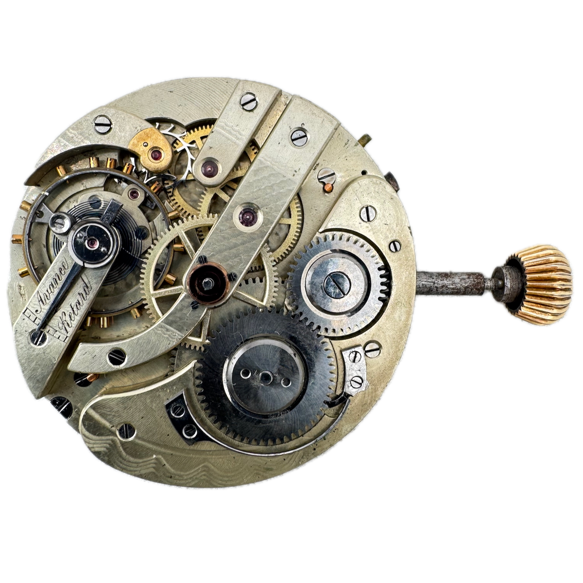 Antique 50mm Unbranded High Grade Hunter Pocket Watch Movement Gold Hands