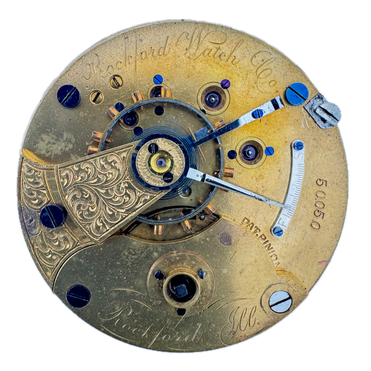 Antique 18s 1878 Rockford 9 Jewel Key Wind Pocket Watch Movement 1 USA