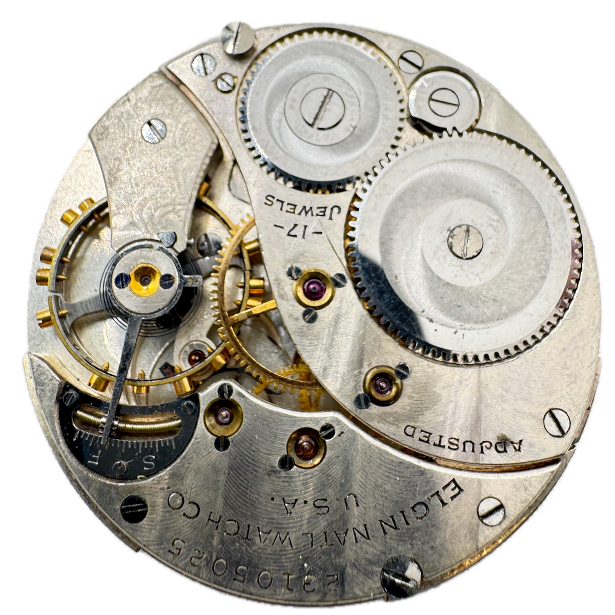 Antique 12s 1921 Elgin 17 Jewel Mechanical Pocket Watch Movement 384 USA