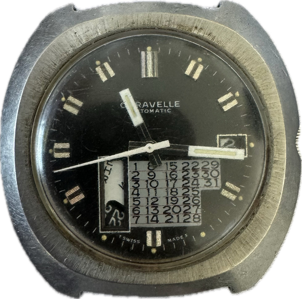 Vintage 1963 Caravelle 11UOACP Calendar Men's Automatic Wristwatch 2086 Steel