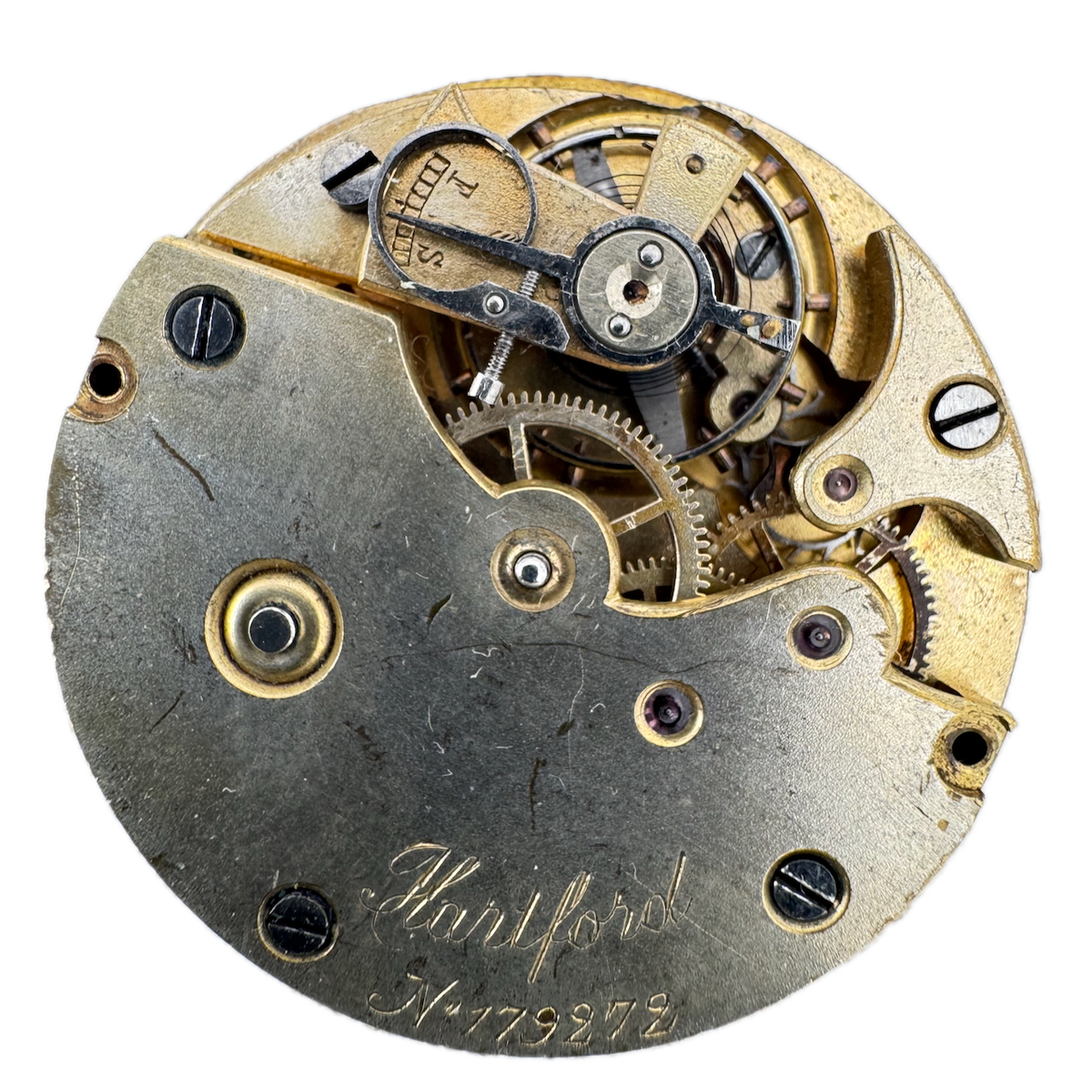 Antique 6s Hartford Lever Set Mechanical Hunter Pocket Watch Movement Swiss