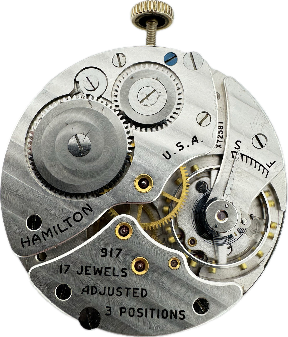 Antique 10S Hamilton 17 Jewel Mechanical Pocket Watch Movement 917 for Parts