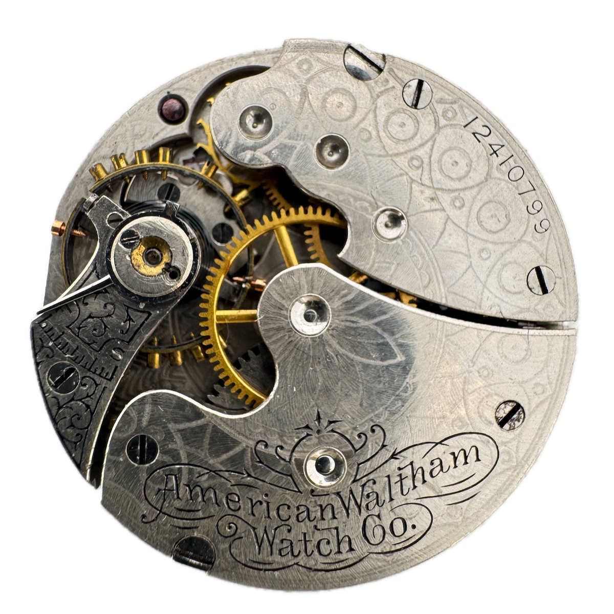 Antique 0s 1903 Waltham 7 Jewel Mechanical Hunter Pocket Watch Movement 61 USA