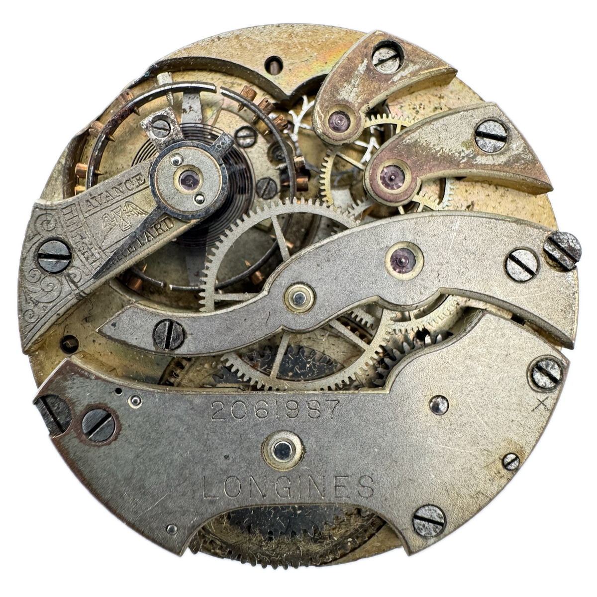 Antique 32mm 1907 Longines Cuervo y Sabrinos Hunter Pocket Watch Movement Swiss