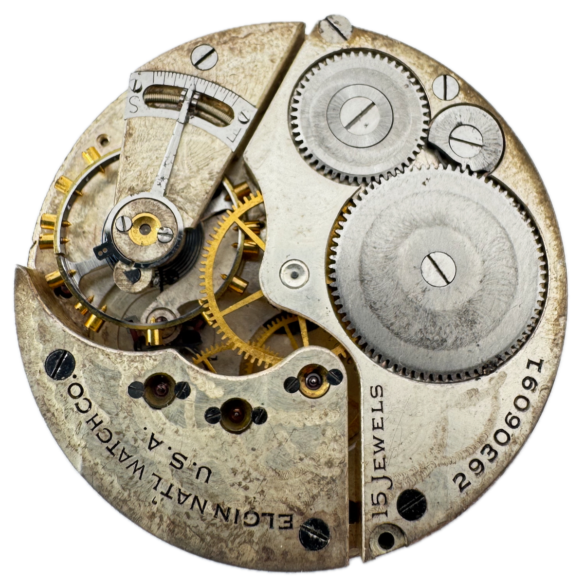 Vintage 16s 1927 Elgin 15 Jewel Mechanical Pocket Watch Movement 313 USA