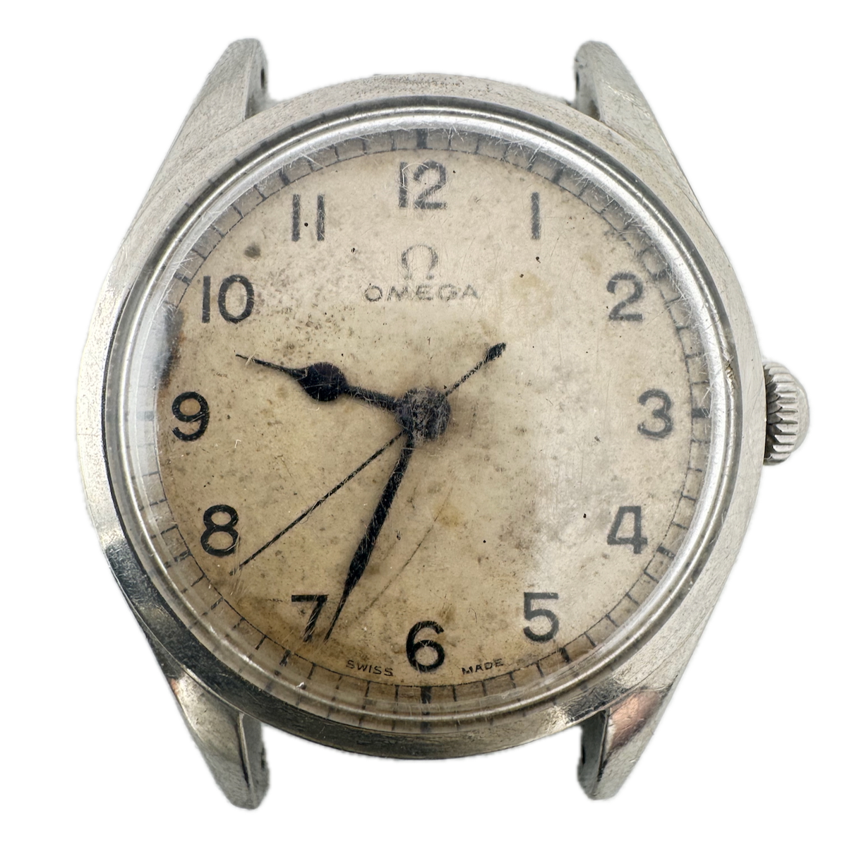Vintage 35mm Omega 2537-4 Military Men's Mechanical Wristwatch 30T2 SC Steel