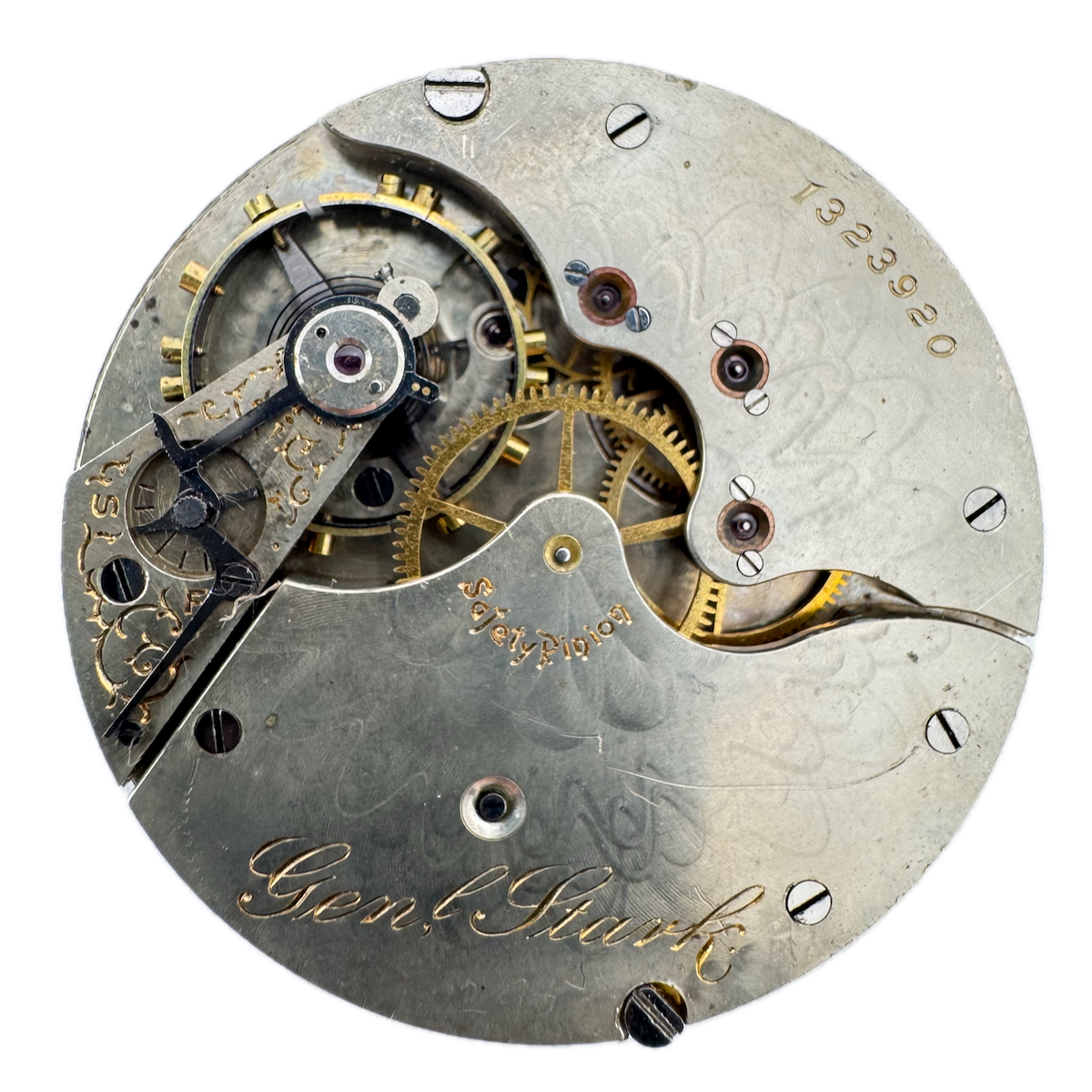 Antique 12s Hampden 3 Mechanical Hunter Pocket Watch Movement Gen'l Stark Runs