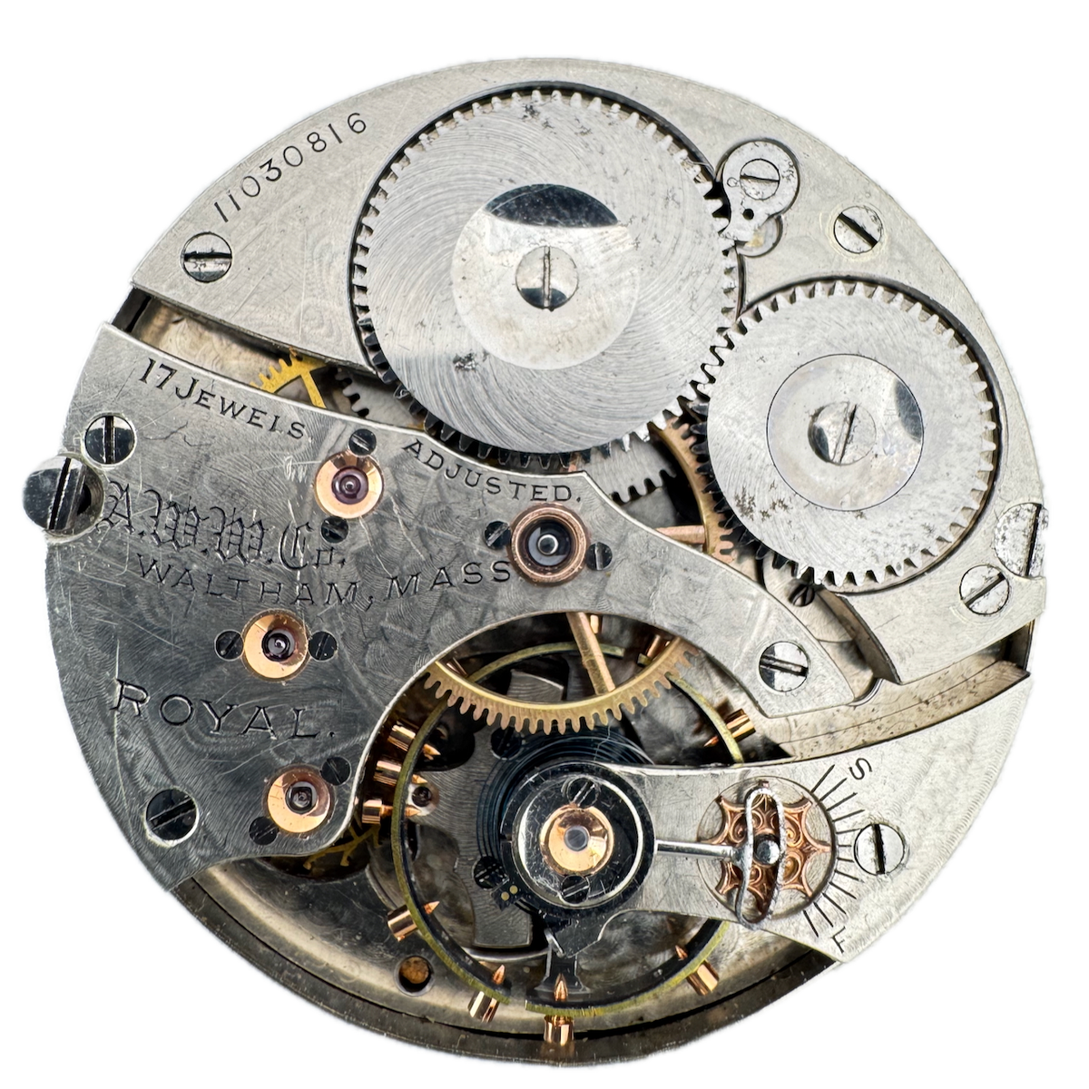 Antique 16s 1901 Waltham 17 Jewel Mechanical Pocket Watch Movement Royal USA
