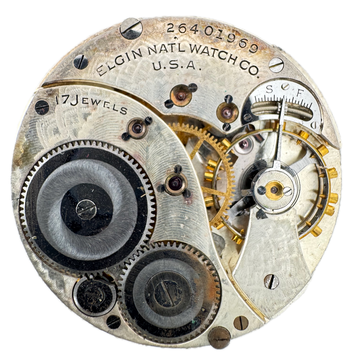 Antique 12s 1924 Elgin 17 Jewel Mechanical Pocket Watch Movement 345 USA