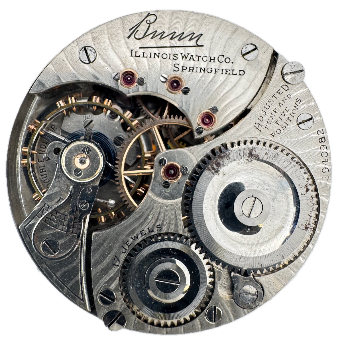 Antique 16s 1921 Illinois Loaner Houston Co. Pocket Watch Movement Bunn Sunray