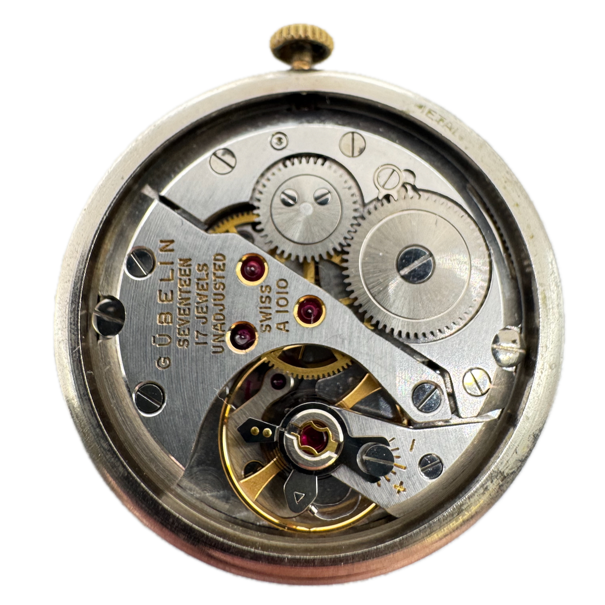 Vintage 31mm Gubelin Brushed Mechanical Men's Wristwatch Movement A 1010 Swiss