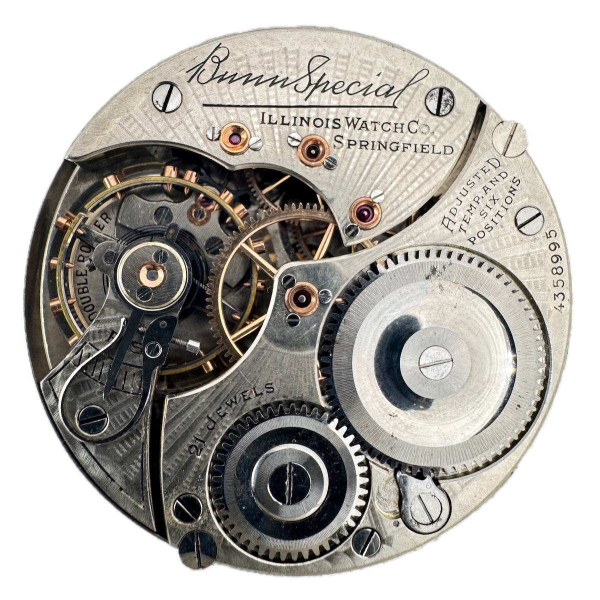 Antique 16s 1923 Illinois 21j Railroad Pocket Watch Movement Bunn Special USA