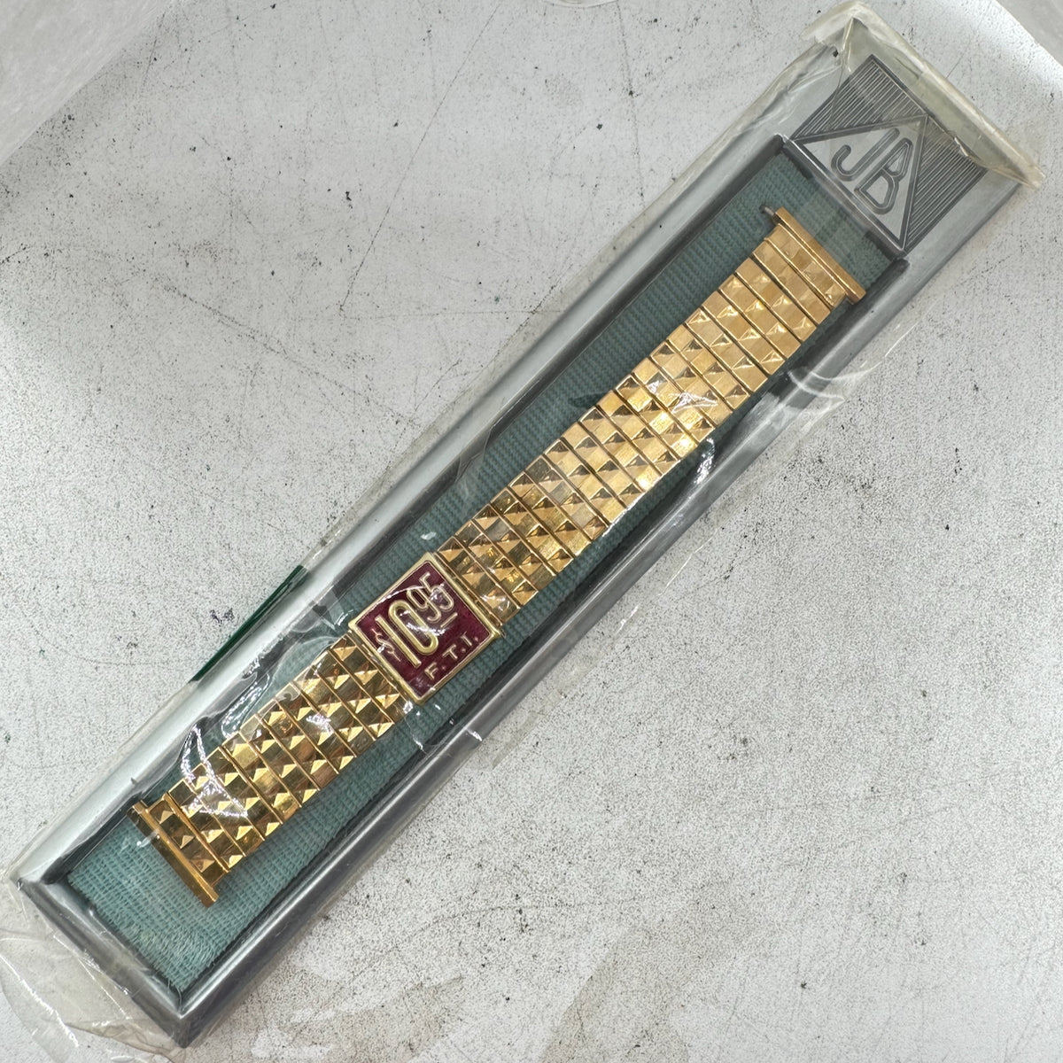 Vintage 17mm JB Champion Men's Wristwatch Band Steel & 10k GF Pyramid Stretch