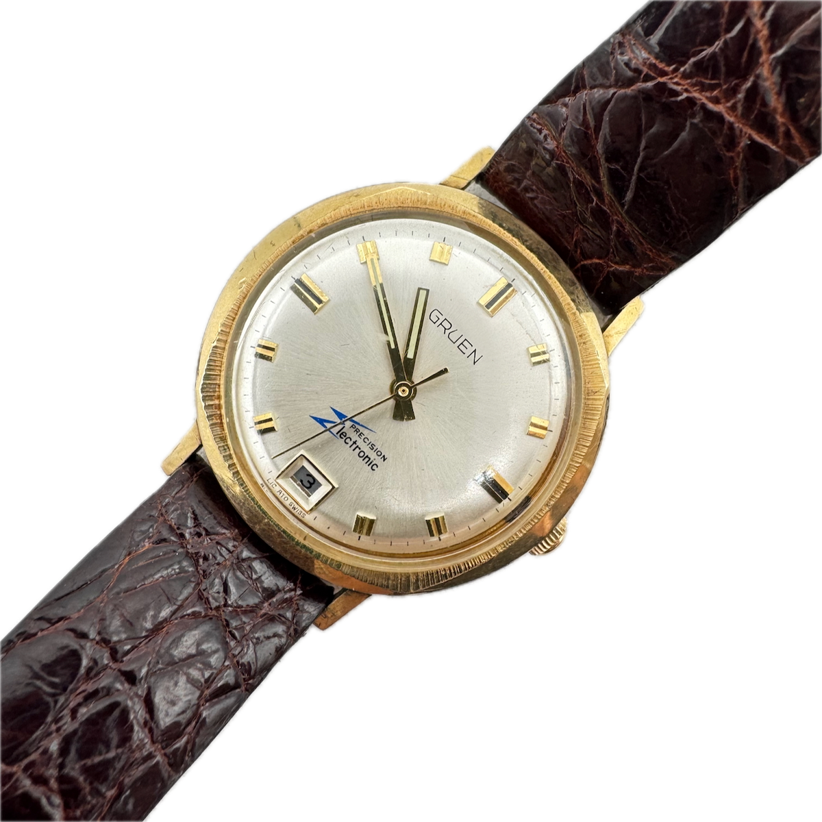Vintage 34.5mm Gruen Precision Men's Electronic Wristwatch 10k Gold Filled