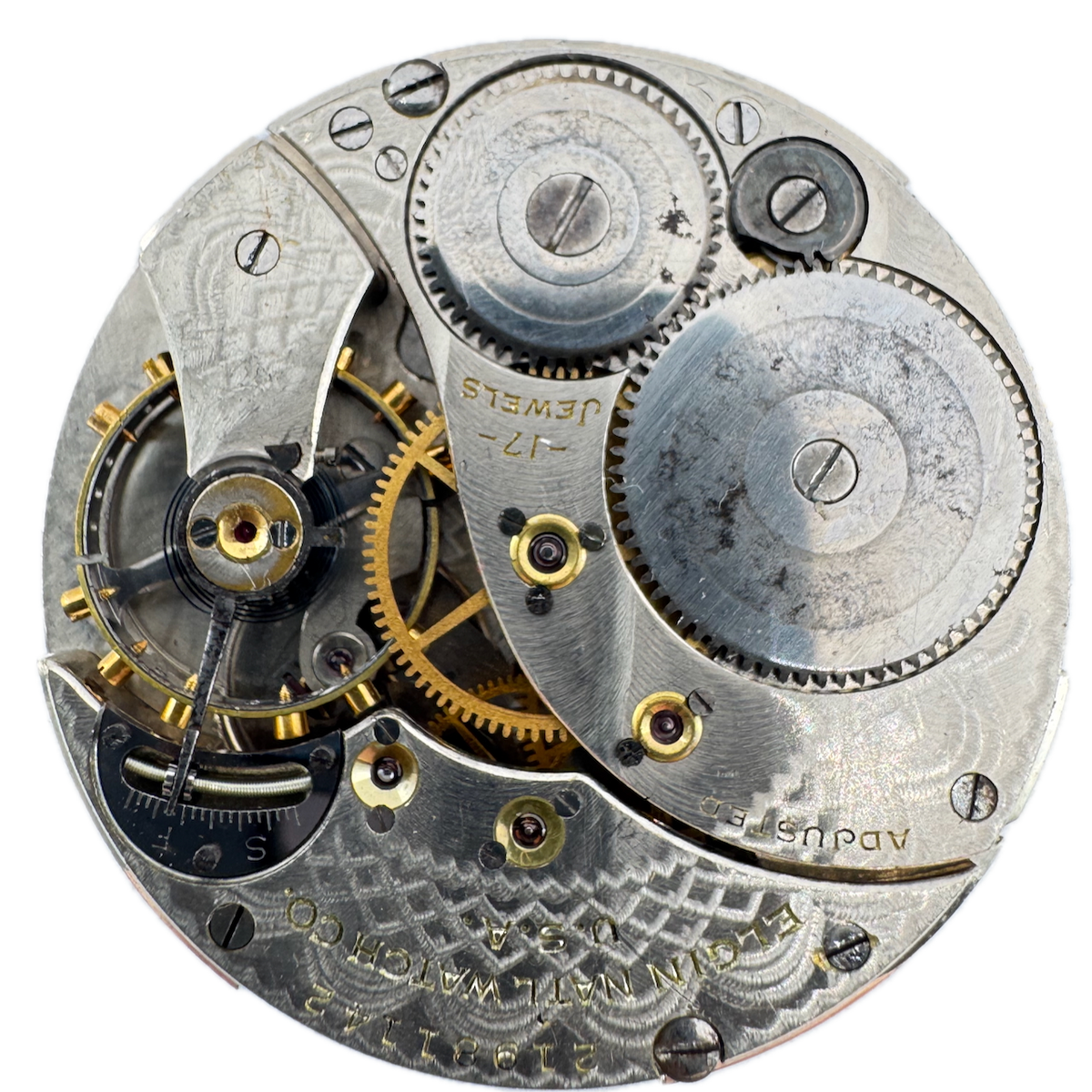 Antique 12 Size 1919 Elgin 17 Jewel Mechanical Pocket Watch Movement 384 USA