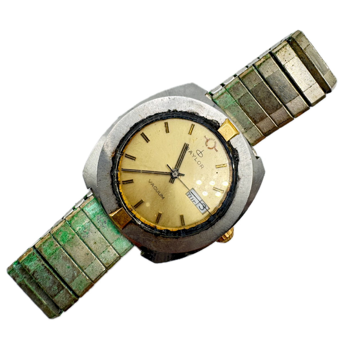 Vintage 36mm Baylor Vacuum Case Men's Automatic Wristwatch Swiss Steel