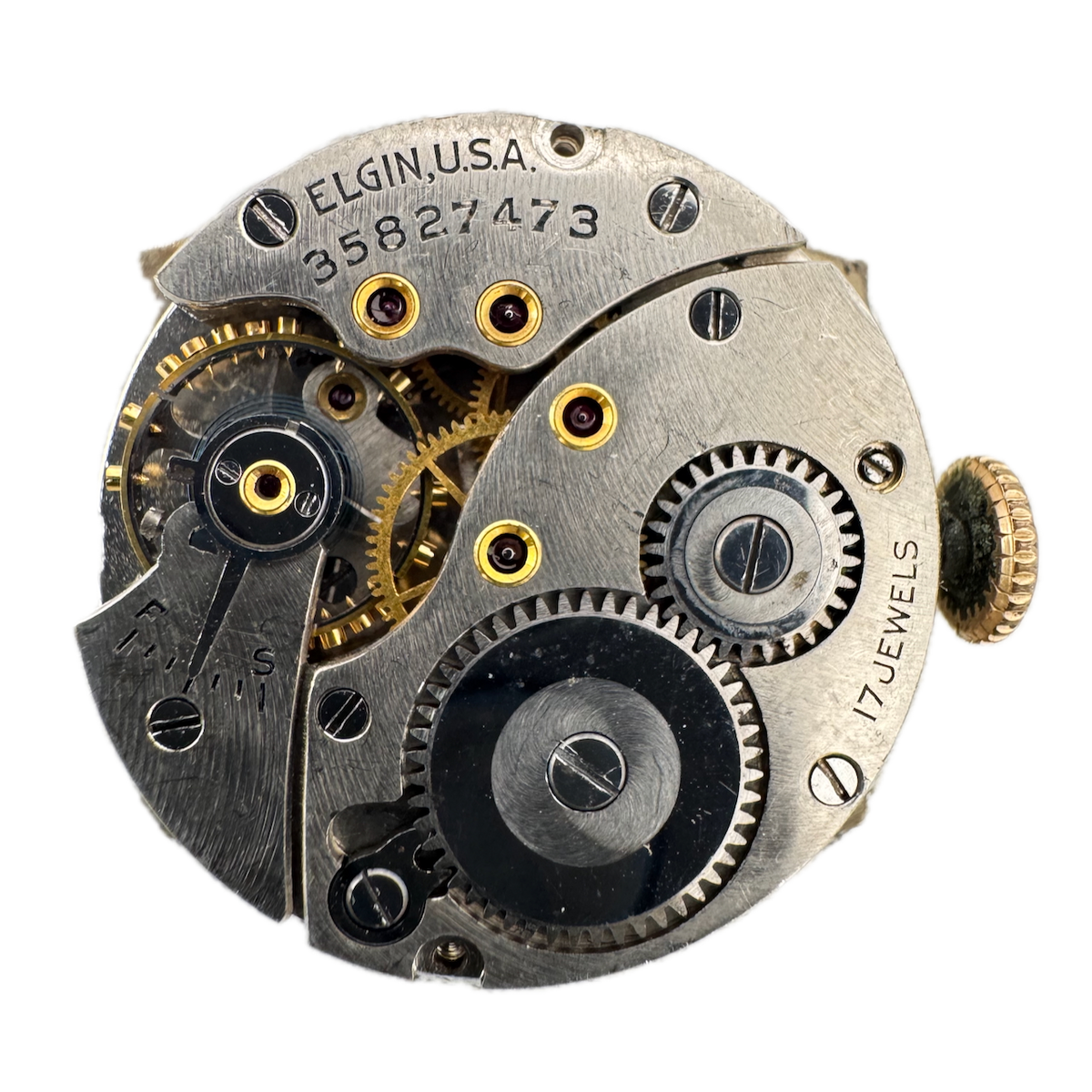 Vintage 24mm Elgin Gold Hands 17 Jewel Mechanical Men's Wristwatch Movement USA