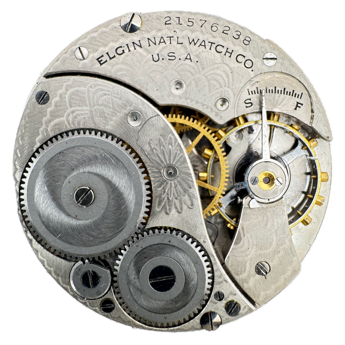 Antique 12s 1919 Elgin 3 7 Jewel Mechanical Pocket Watch Movement 303 USA
