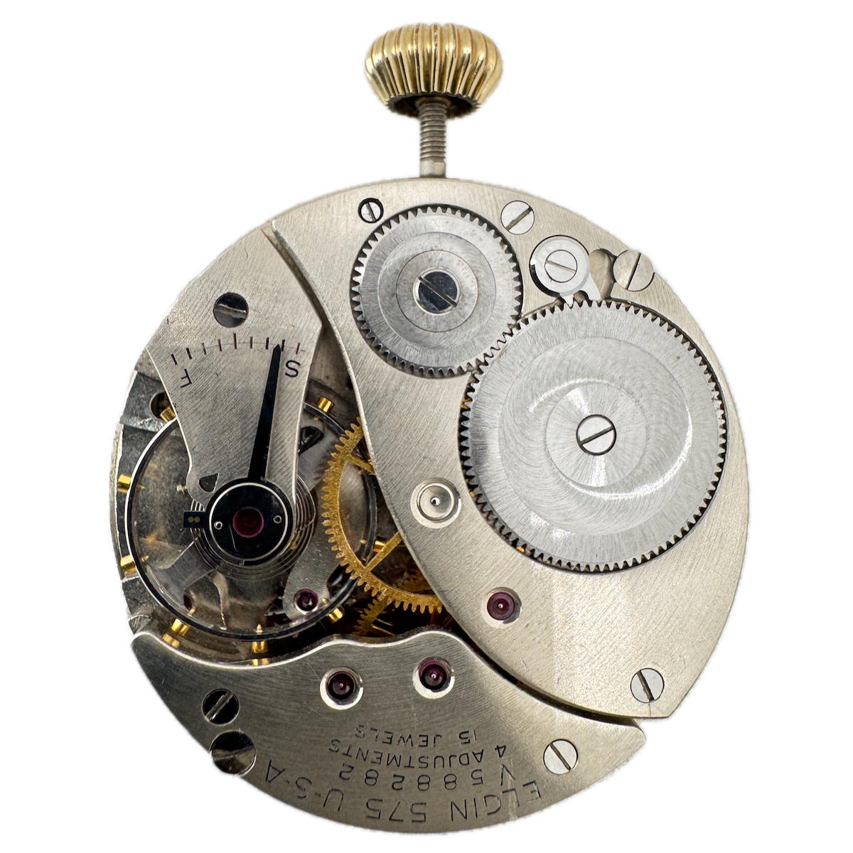 Antique 16s 1949 Elgin 15 Jewel Mechanical Pocket Watch Movement 575 USA