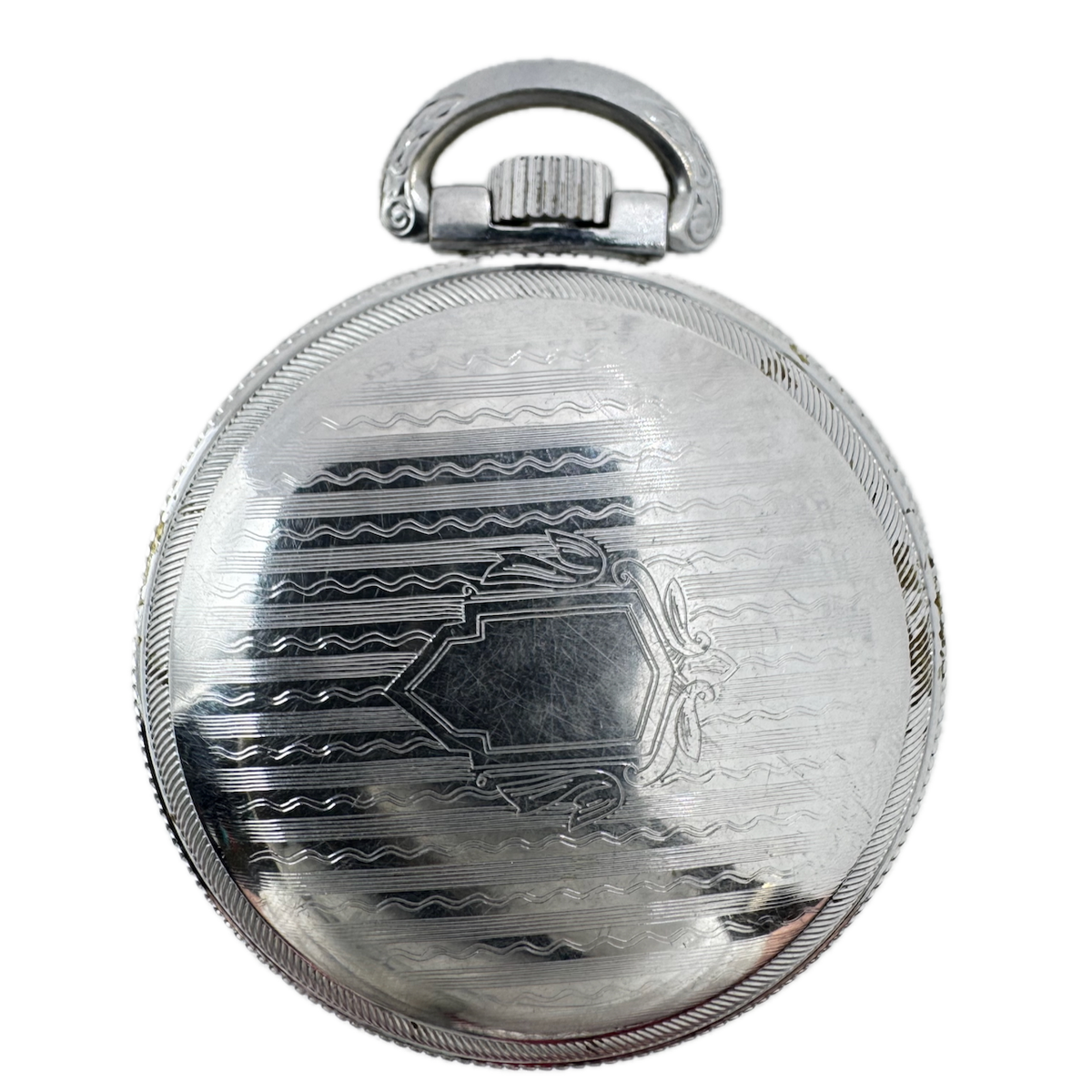 Antique 18s Defiance Beaded Open Face Pocket Watch Case Chrome Plated USA
