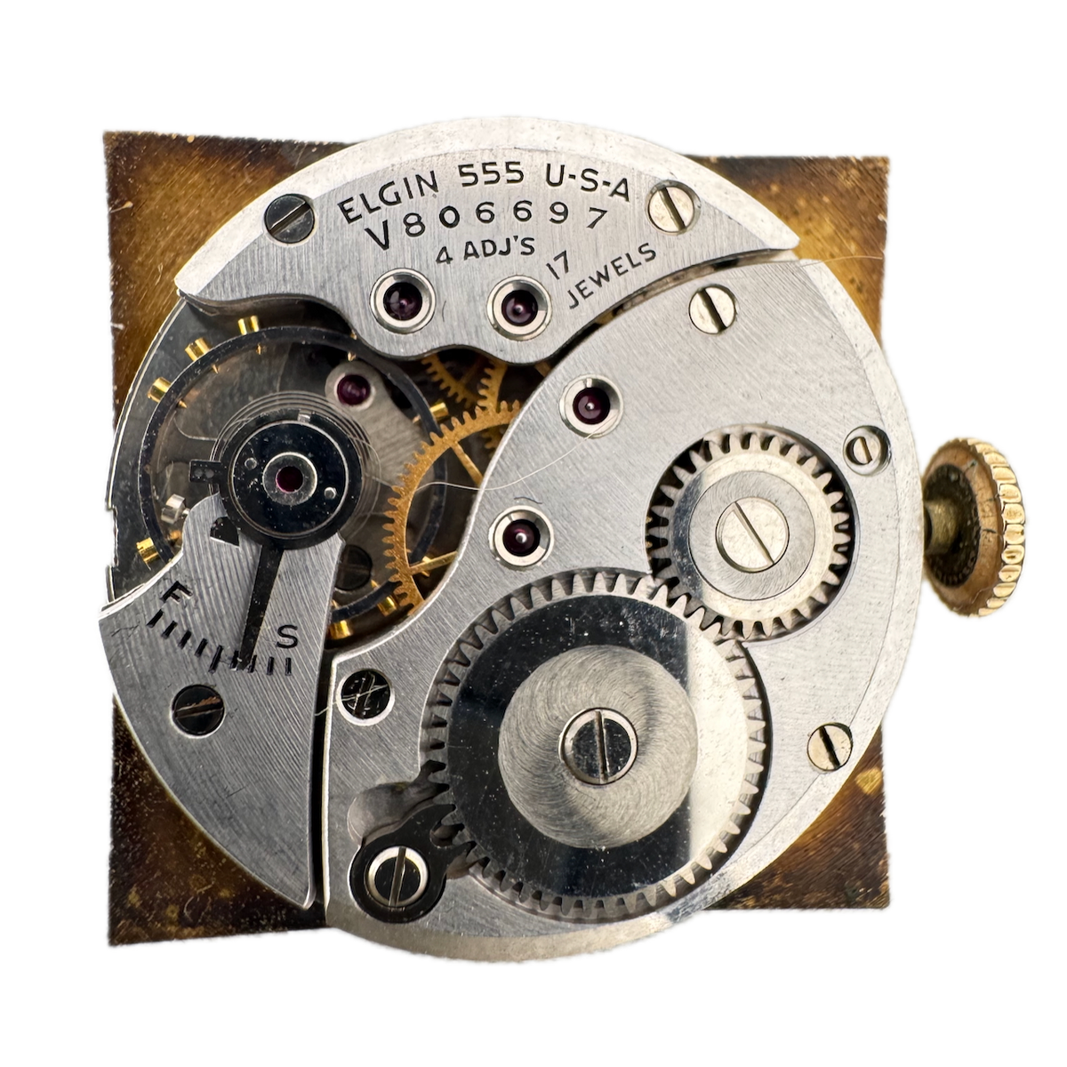 Vintage 23.5mm Elgin 17 Jewel Mechanical Men's Wristwatch Movement 555 USA