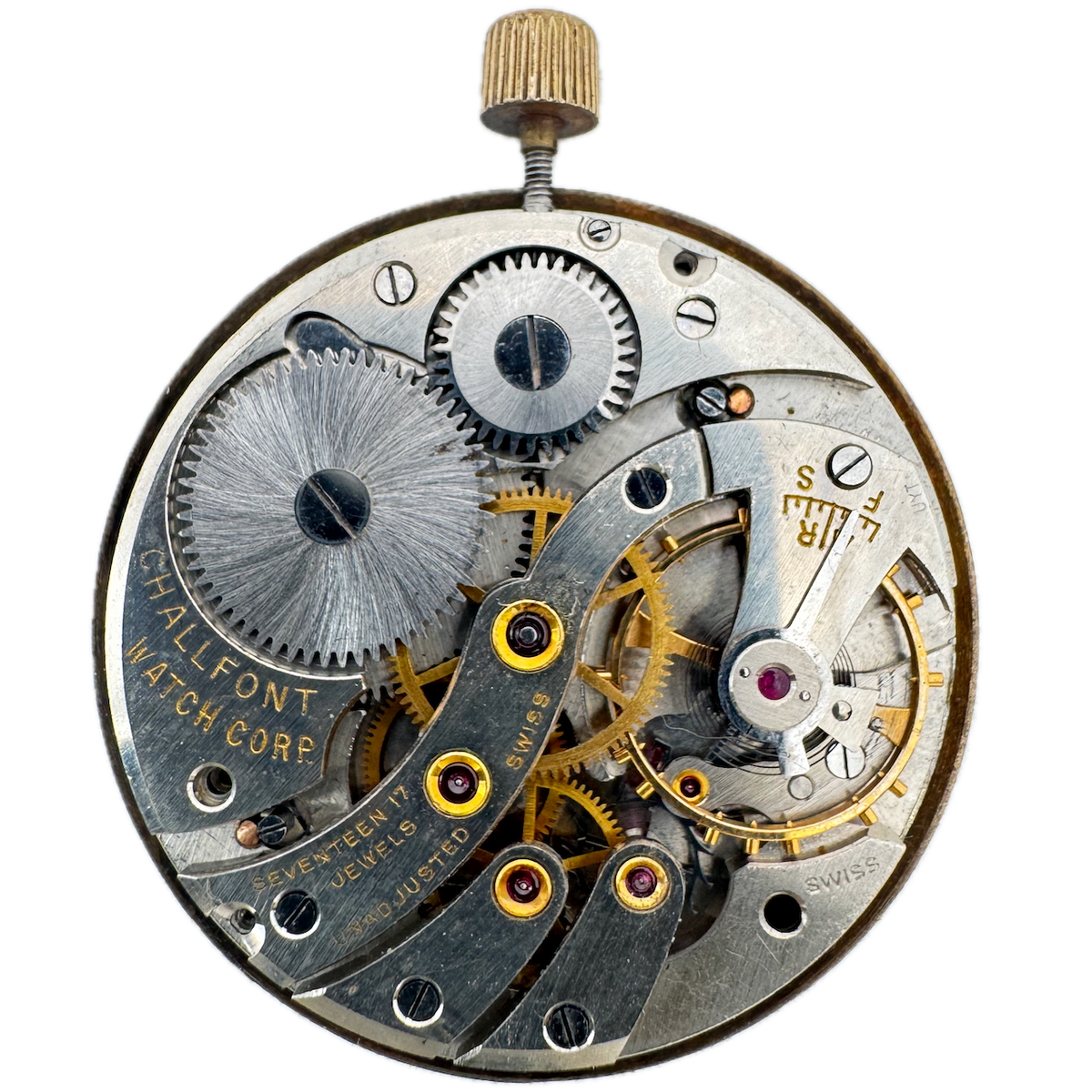 Antique 10s Challfont Medalist 17 Jewel Mechanical Pocket Watch Movement Swiss
