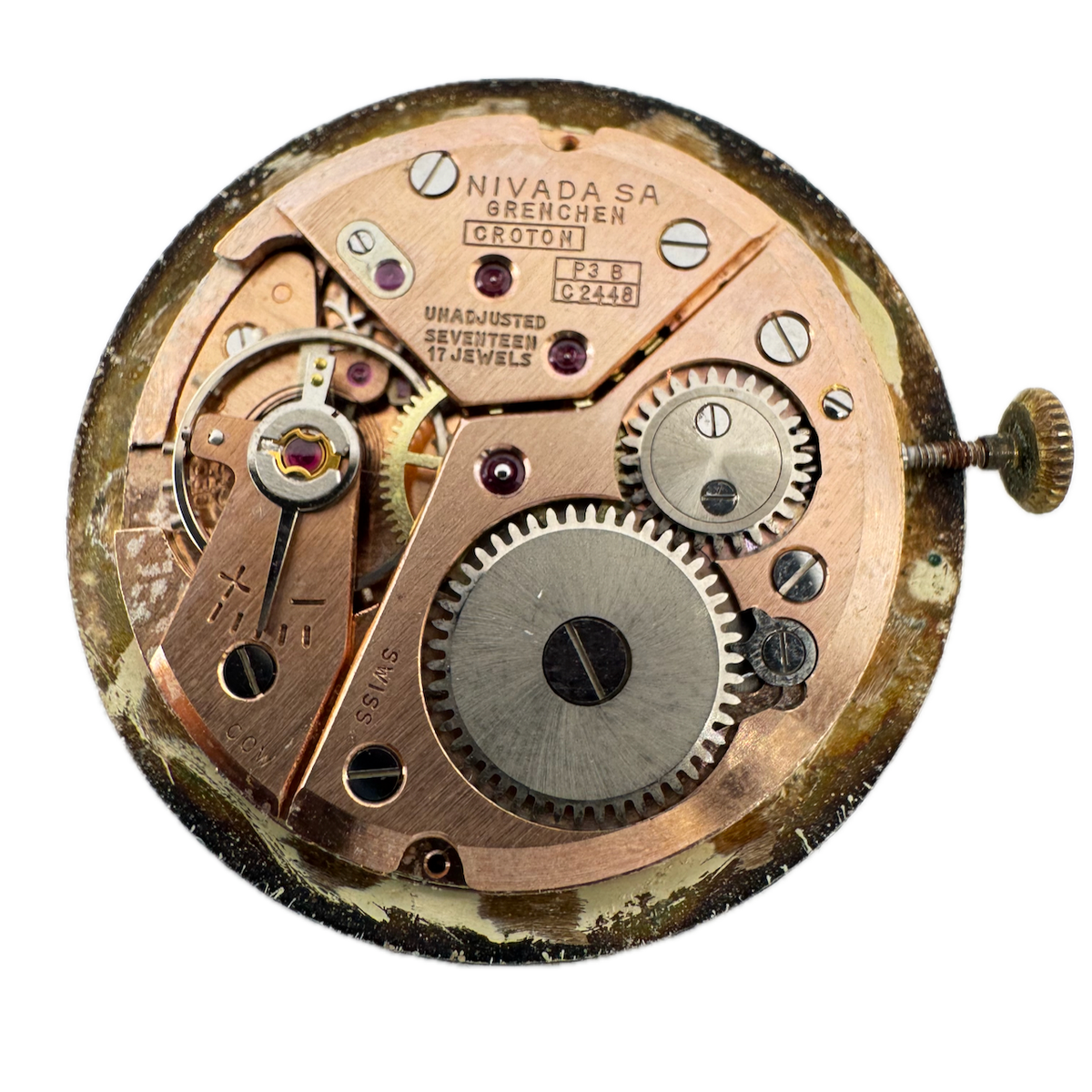 Vintage Croton 17 Jewel Mechanical Men's Wristwatch Movement Peseux 330 Swiss