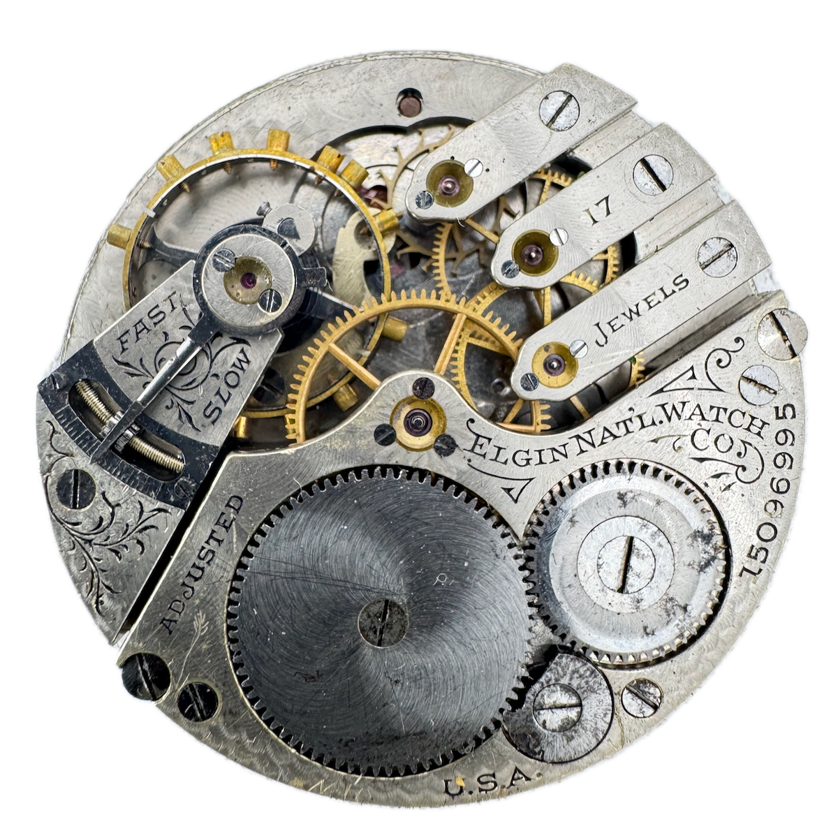 Antique 16s 1911 Elgin Three Finger 17 Jewel Hunter Pocket Watch Movement 381