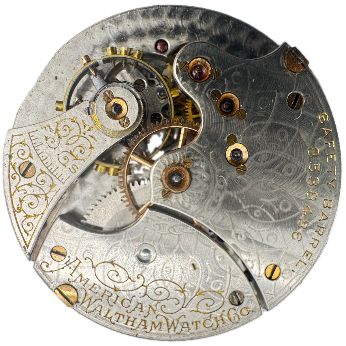 Antique 6s 1898 Waltham 15 Jewel Hunter Pocket Watch Movement Seaside USA