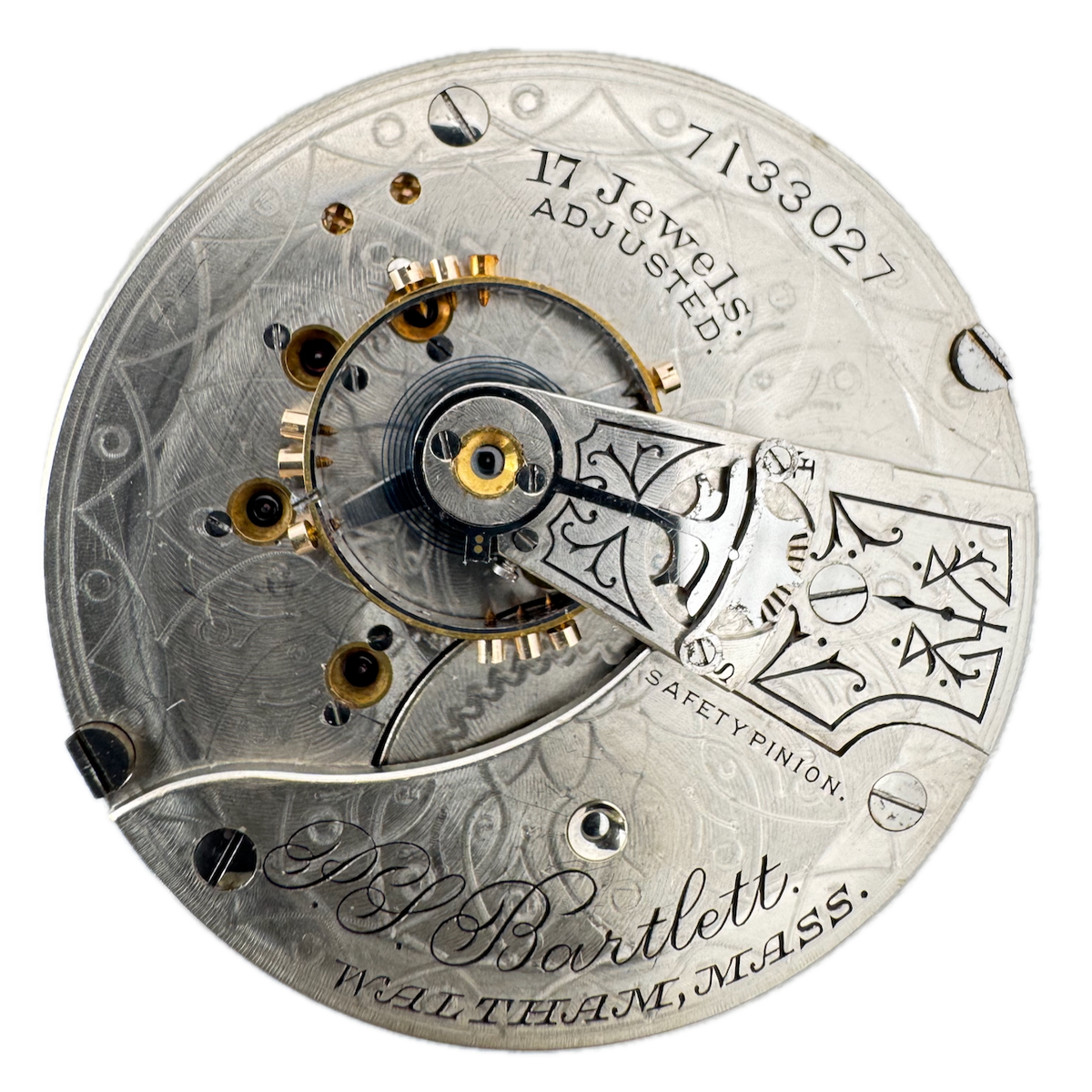 Antique 18s 1899 Waltham 17j Mechanical Pocket Watch Movement P.S. Bartlett USA