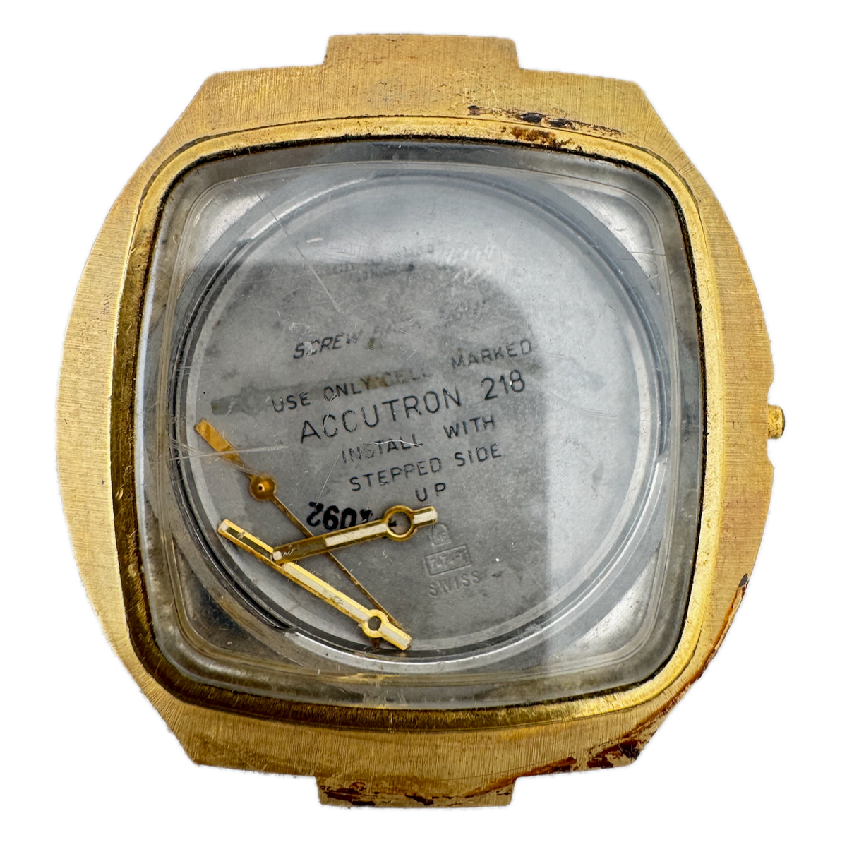 Vintage Accutron 218 Men's Wristwatch Case 39.5mm Steel & Gold Tone Swiss