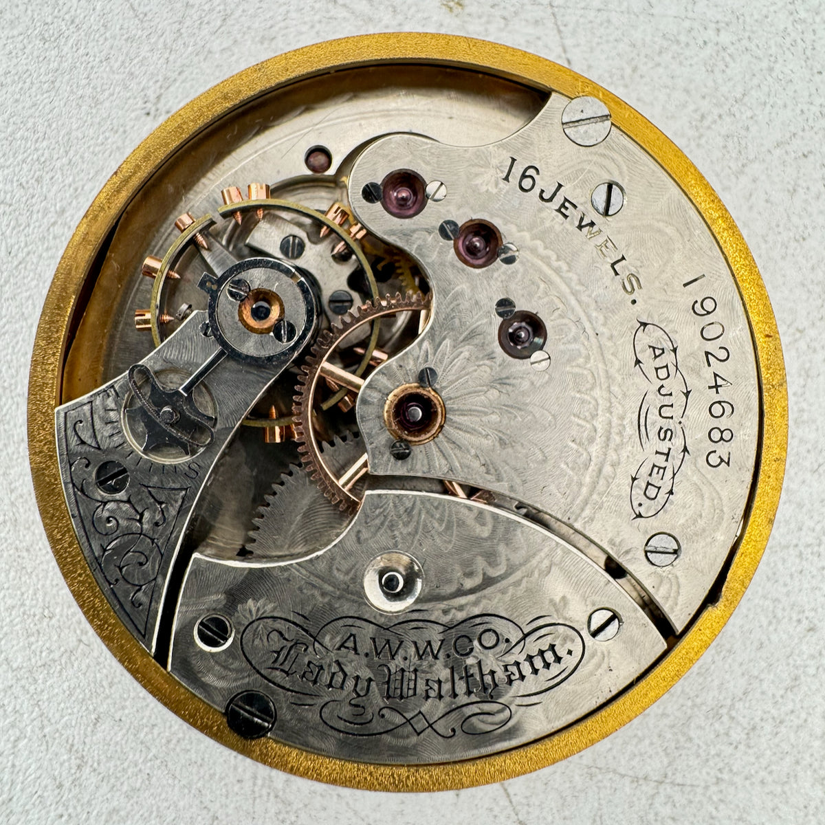 Antique 8s 1913 Waltham Mechanical Hunter Pocket Watch Movement Lady Waltham USA