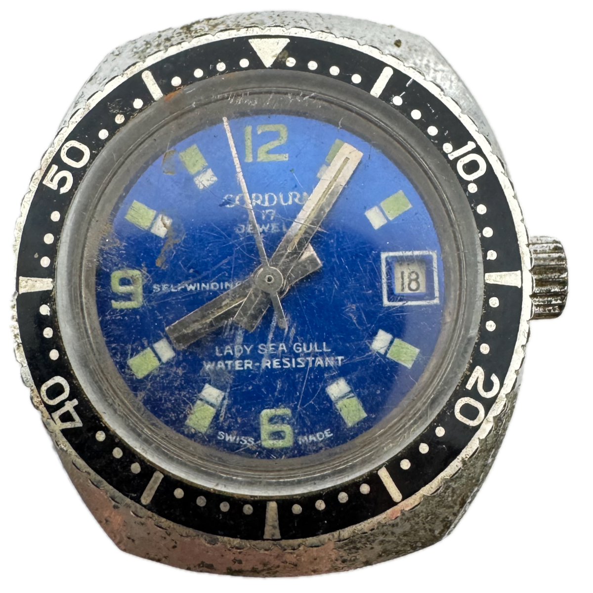 Vintage Cordura Sea Gull Diver Ladies Automatic Wristwatch EB 8170 Swiss