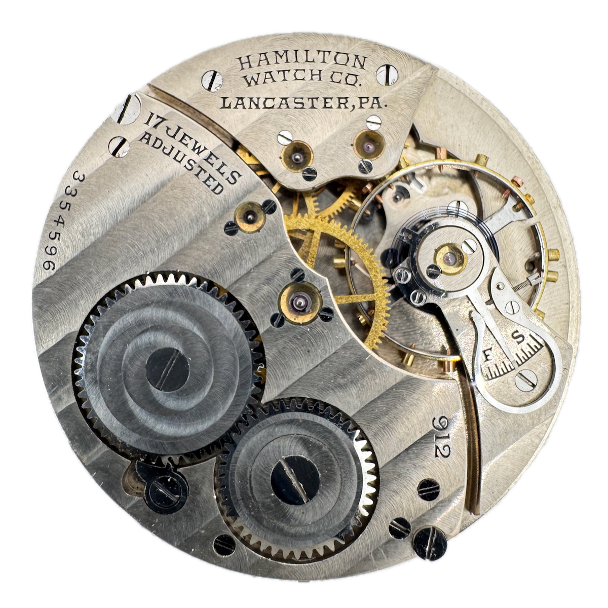 Antique 12s 1931 Hamilton 17 Jewel Mechanical Pocket Watch Movement 912 USA