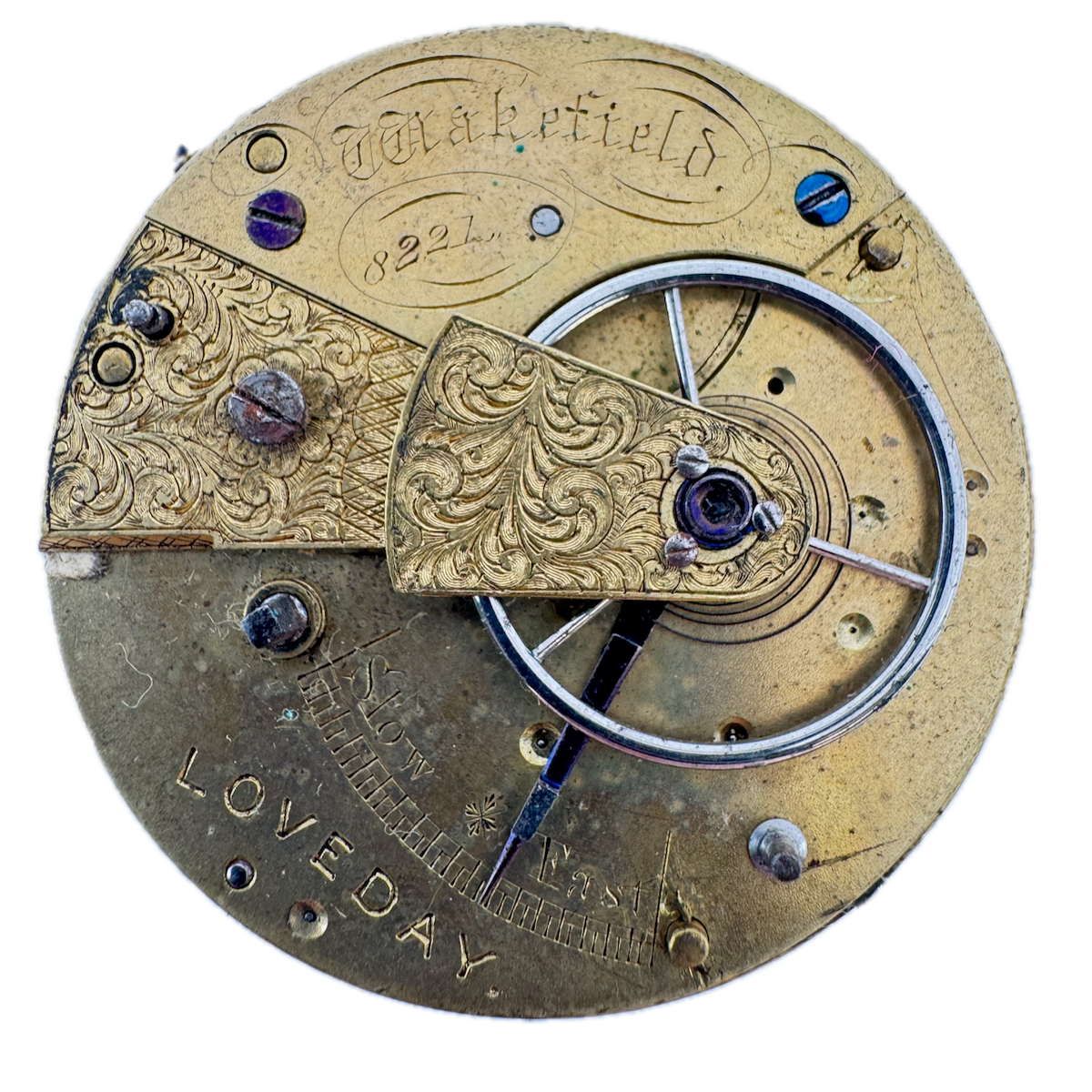 Antique 45mm Loveday Wakerfield Key Fusee Pocket Watch Movement Great Britain