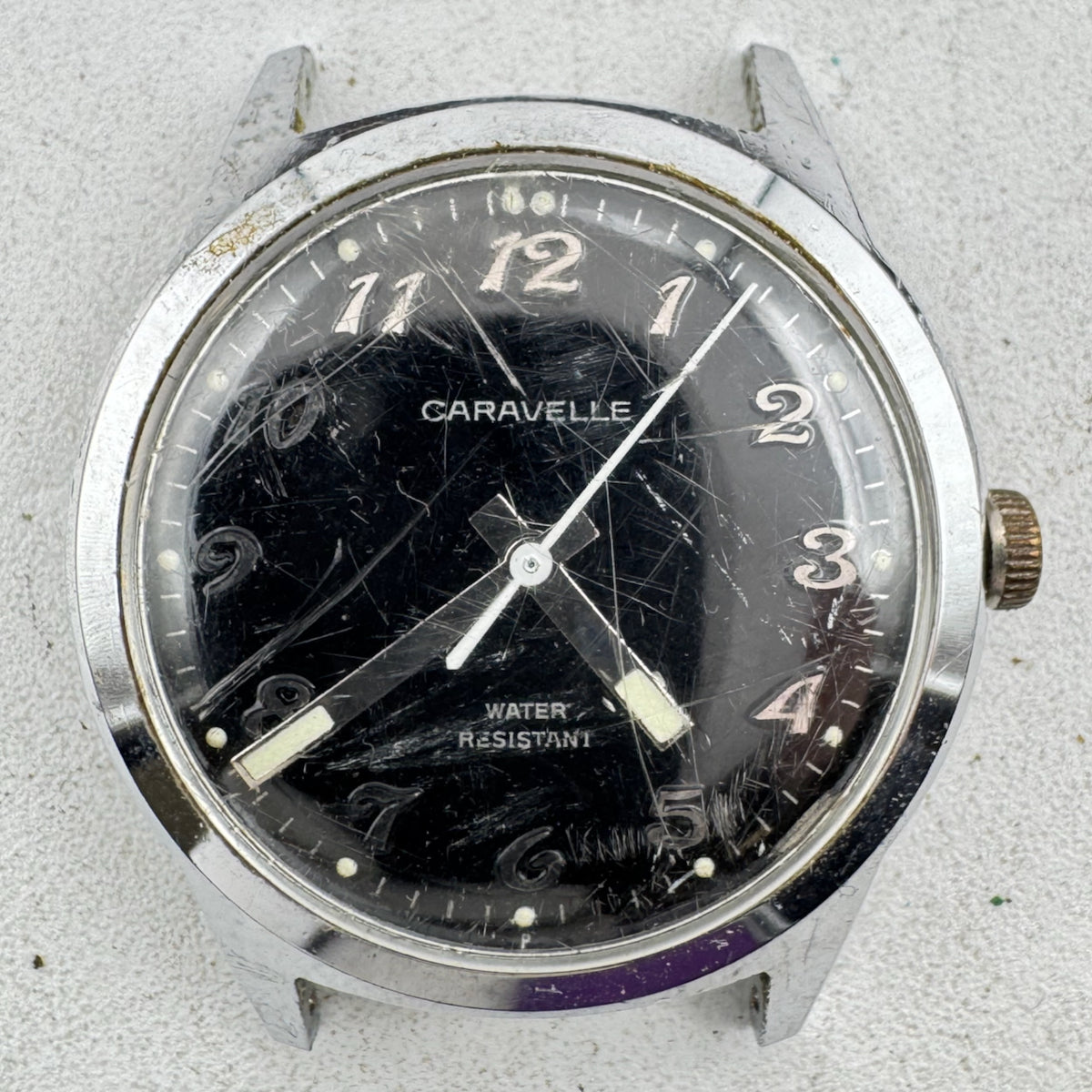 Vintage 1976 Caravelle Black Men's Mechanical Wristwatch 11 DP Steel & Chrome