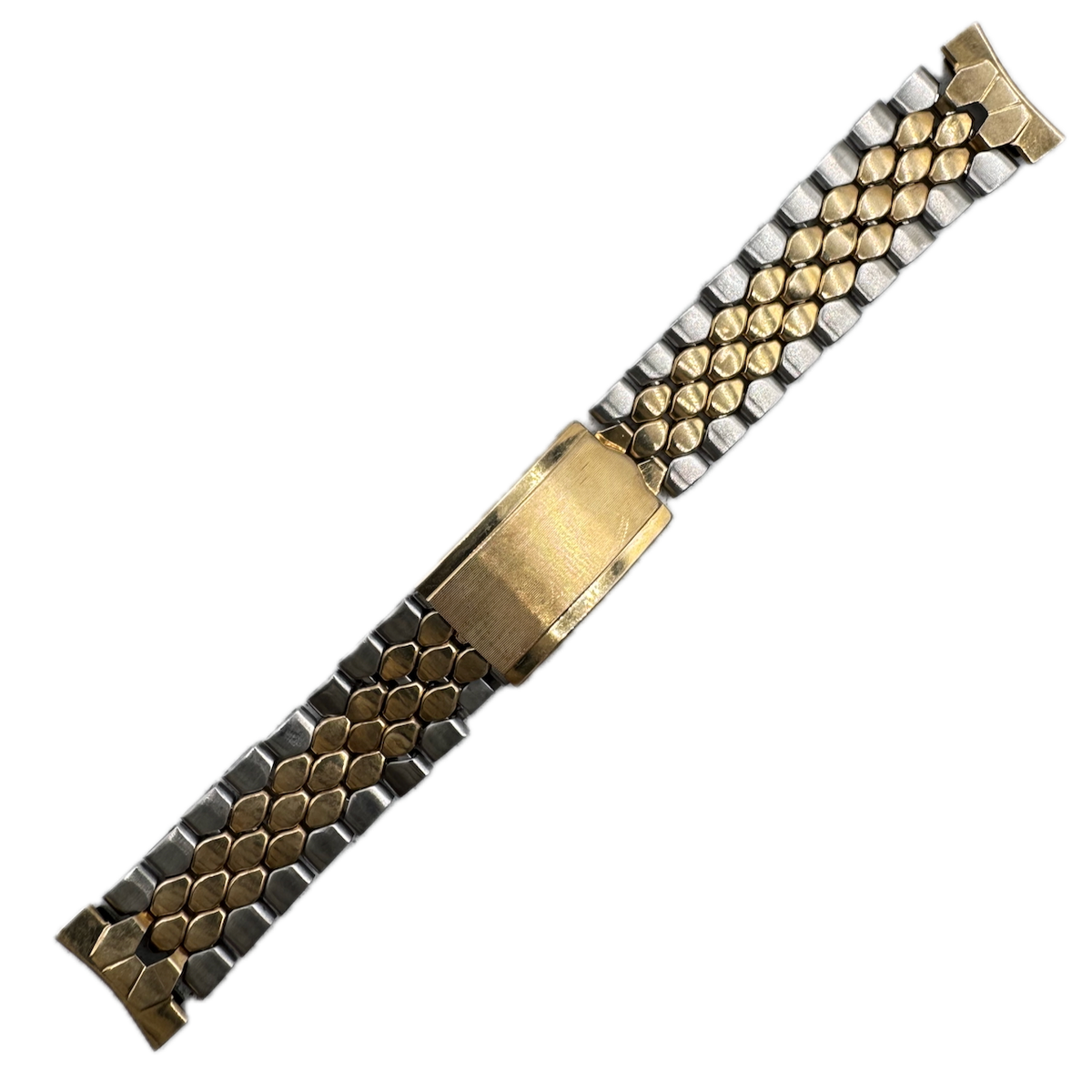 Vintage 18mm Mira-Flex Men's Wristwatch Band Steel Two Tone Coffin Link