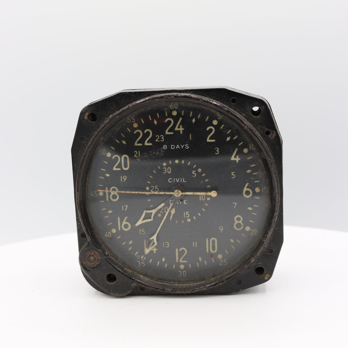 Vintage Waltham Bu Aero U.S. Navy 8 Day Civil Date Chronograph Aircraft Clock