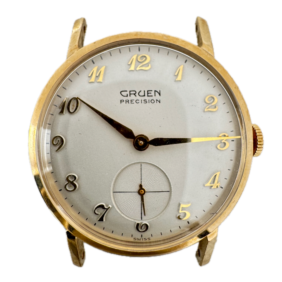 Vintage Gruen Salesman Men's Wristwatch Case for Mechanical 31mm 10k RGP Swiss