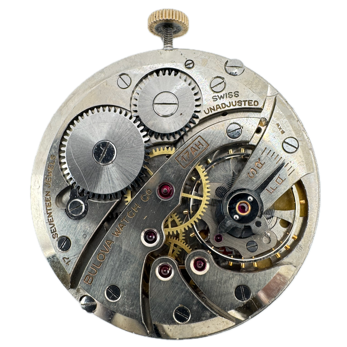 Antique 10s Bulova 17J Mechanical Open Face Pocket Watch Movement 17AH Swiss