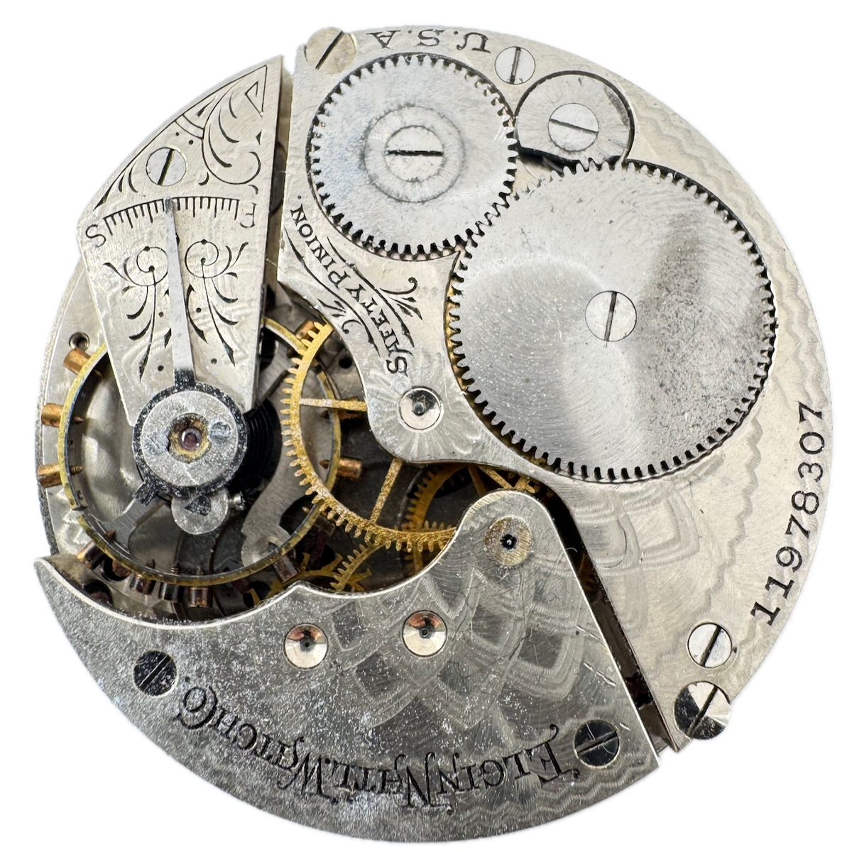 Antique 16 SIze 1905 Elgin 7 Jewel Mechanical Pocket Watch Movement 291 USA