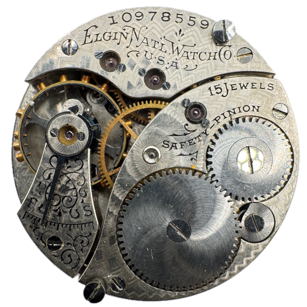 Antique 0s 1904 Elgin 15 Jewel Mechanical Hunter Pocket Watch Movement 318 USA